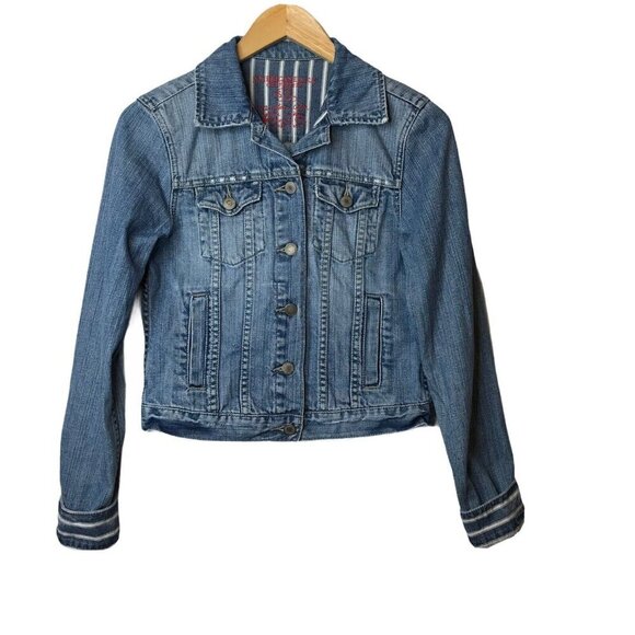 American Eagle Outfitters Womens /Teen  Size S/P‎ Jean Jacket Cotton Distressed - Picture 1 of 10